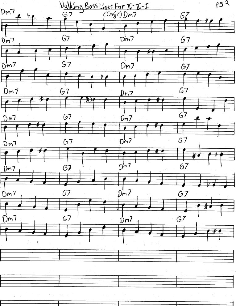 Walking bass "licks" some help for those new to walking bass lines